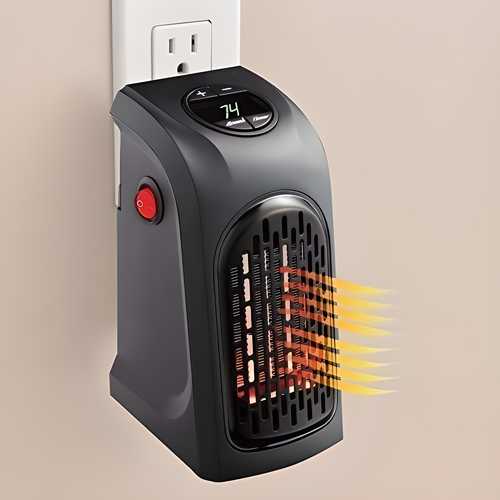 Room Heater Handy Heater for Home, Office, Camper LED Screen 400 Watts Portable Wall Heater Warmer, Mini Blower Heater for Winter